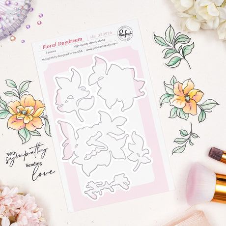 Pinkfresh Studio Floral Daydream stamp, Die and Stencil Bundle