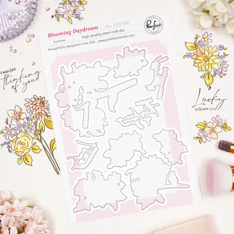 Pinkfresh Studio Blooming Daydream stamp, Die, Stencil and Washi Bundle