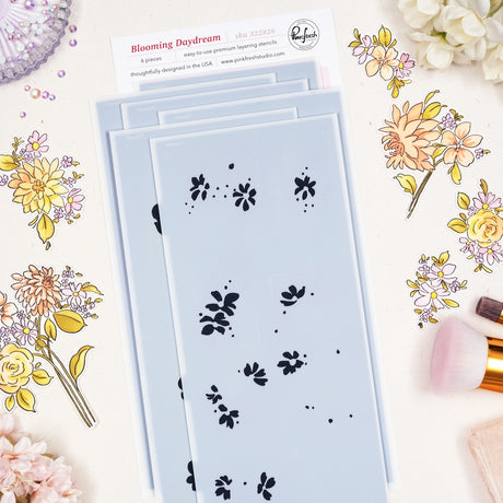 Pinkfresh Studio Blooming Daydream stamp, Die, Stencil and Washi Bundle