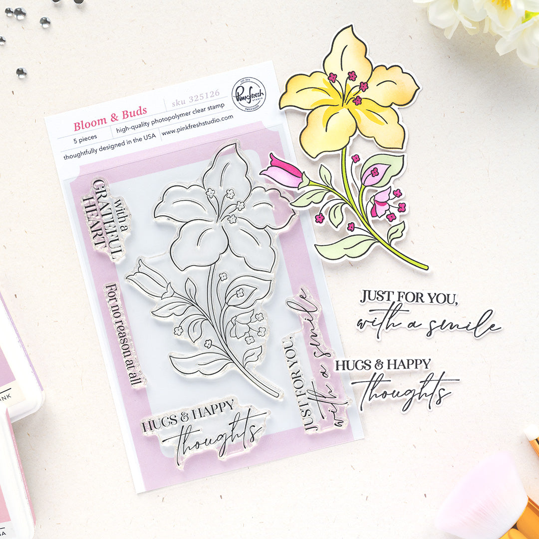 Pinkfresh Studio Bloom & Buds Stamp / Die / Stencil Bundle