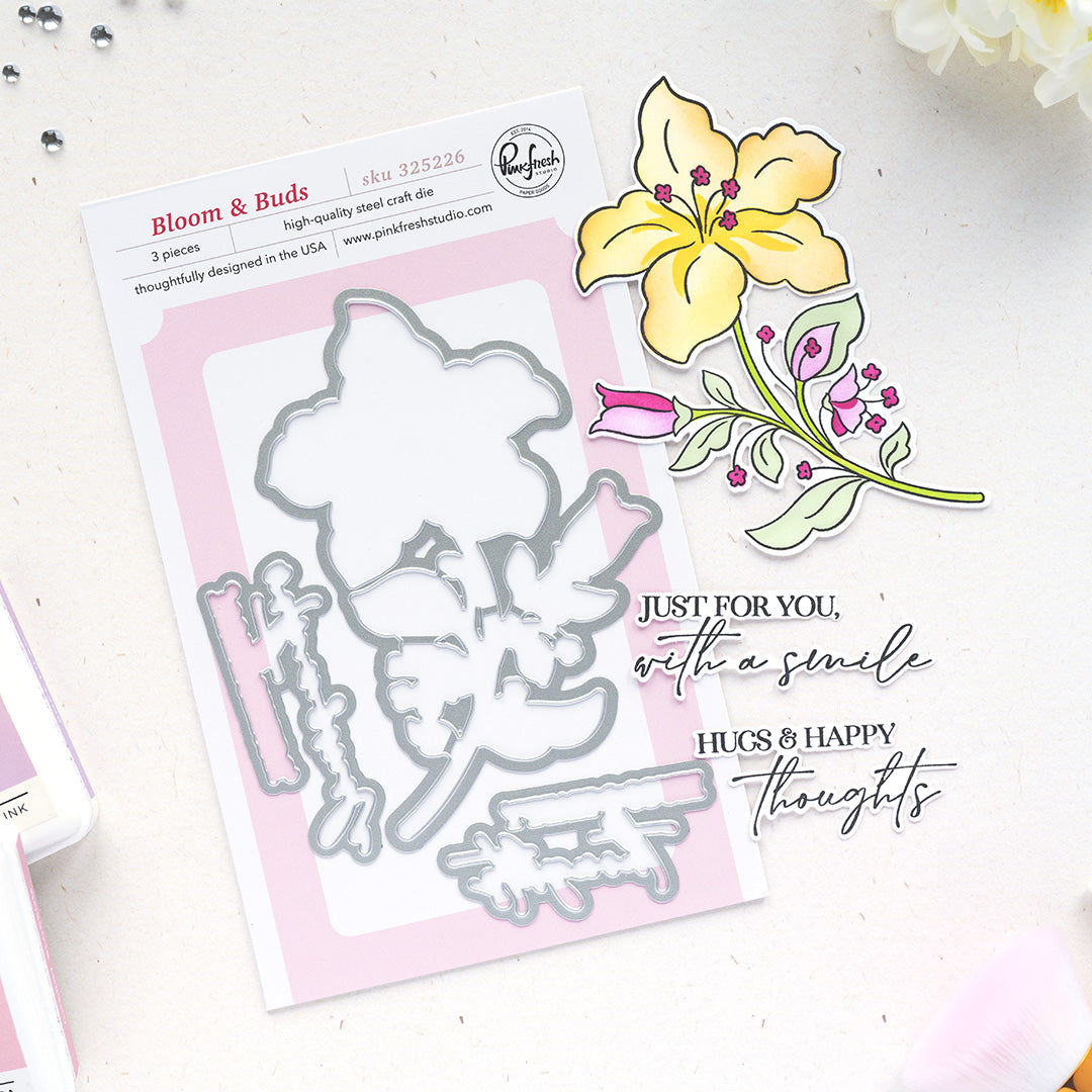 Pinkfresh Studio Bloom & Buds Stamp / Die / Stencil Bundle