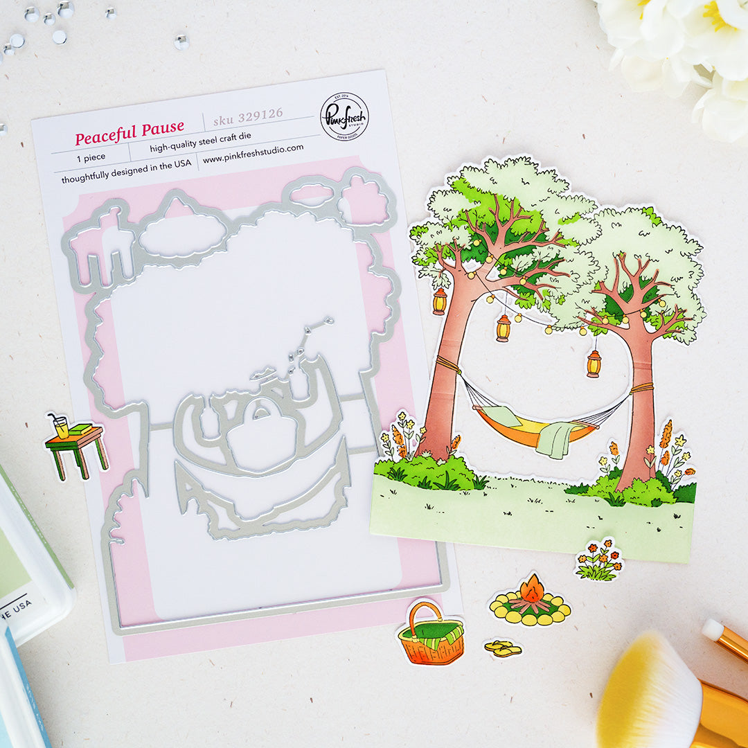 Pinkfresh Studio Peaceful Pause Cling Stamp/ Die/ Stencil Bundle