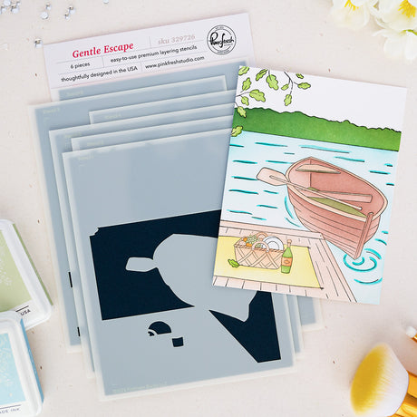 Pinkfresh Studio Gentle Escape Cling Stamp/ Stencil Bundle