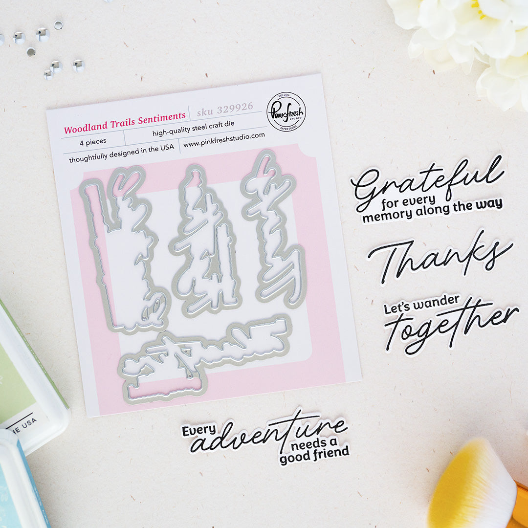 Pinkfresh Studio Woodland Trails Stamp/ Die/ Stencil Bundle
