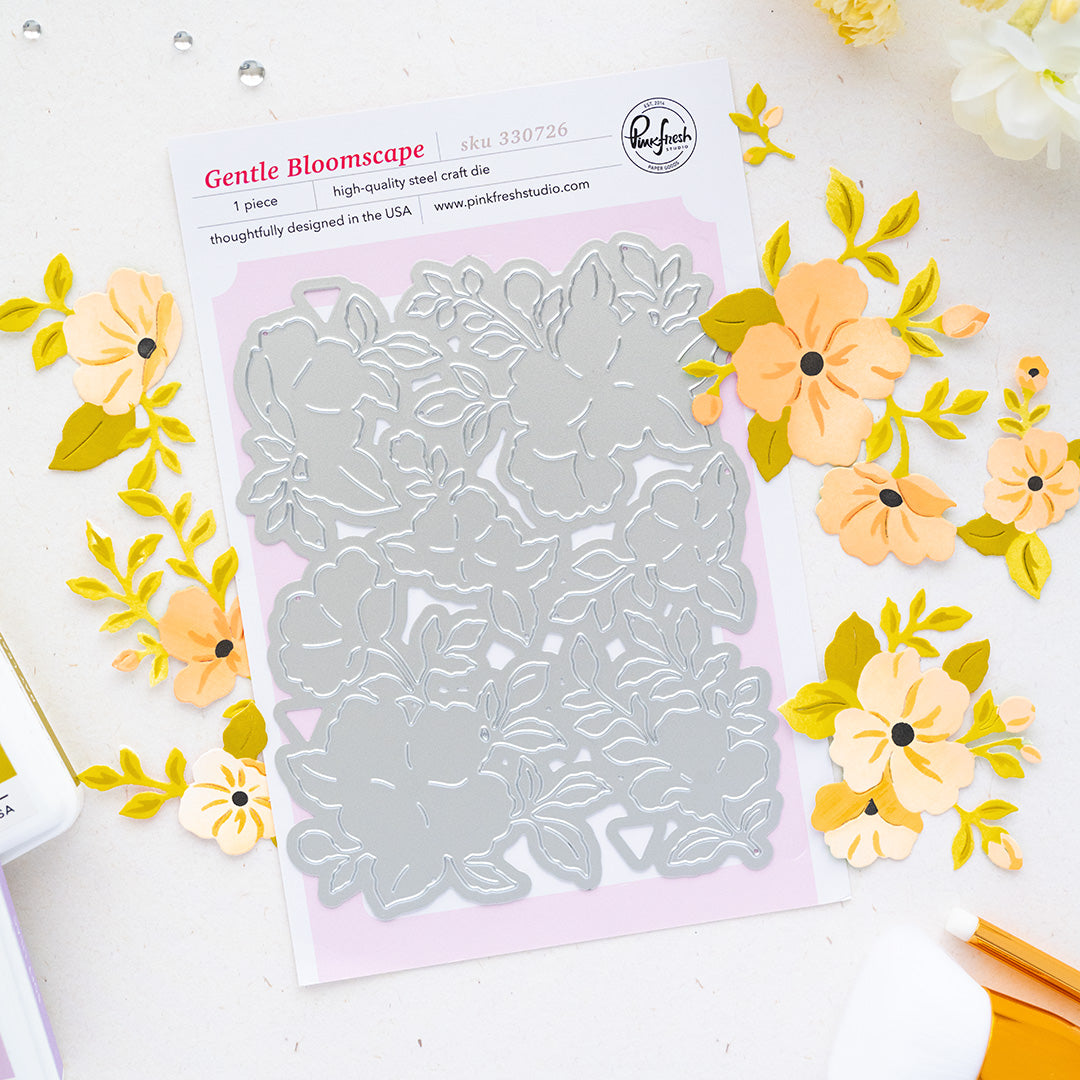 Pinkfresh Studio Gentle Bloomscape die & Stencil Bundle