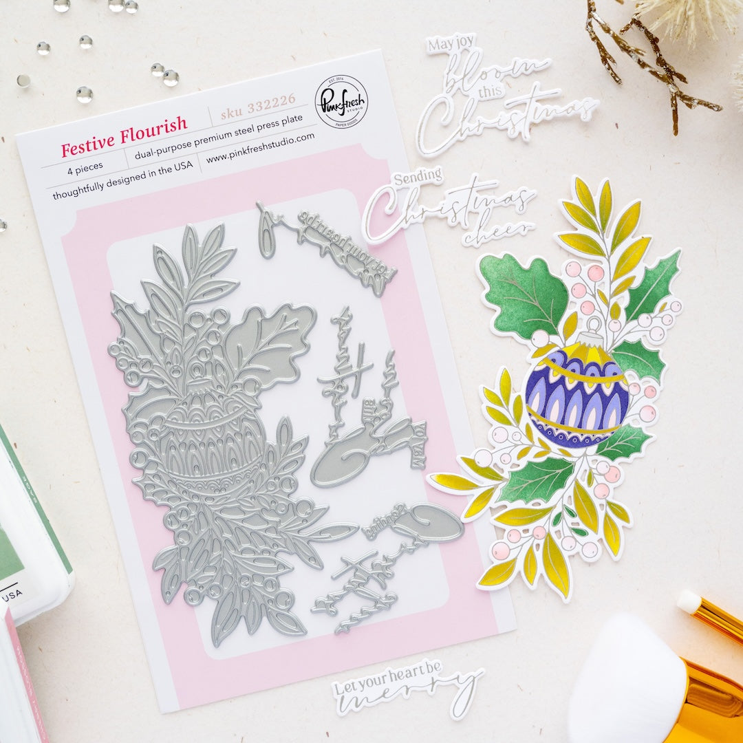 Pinkfresh Studio Festive Flourish press plate