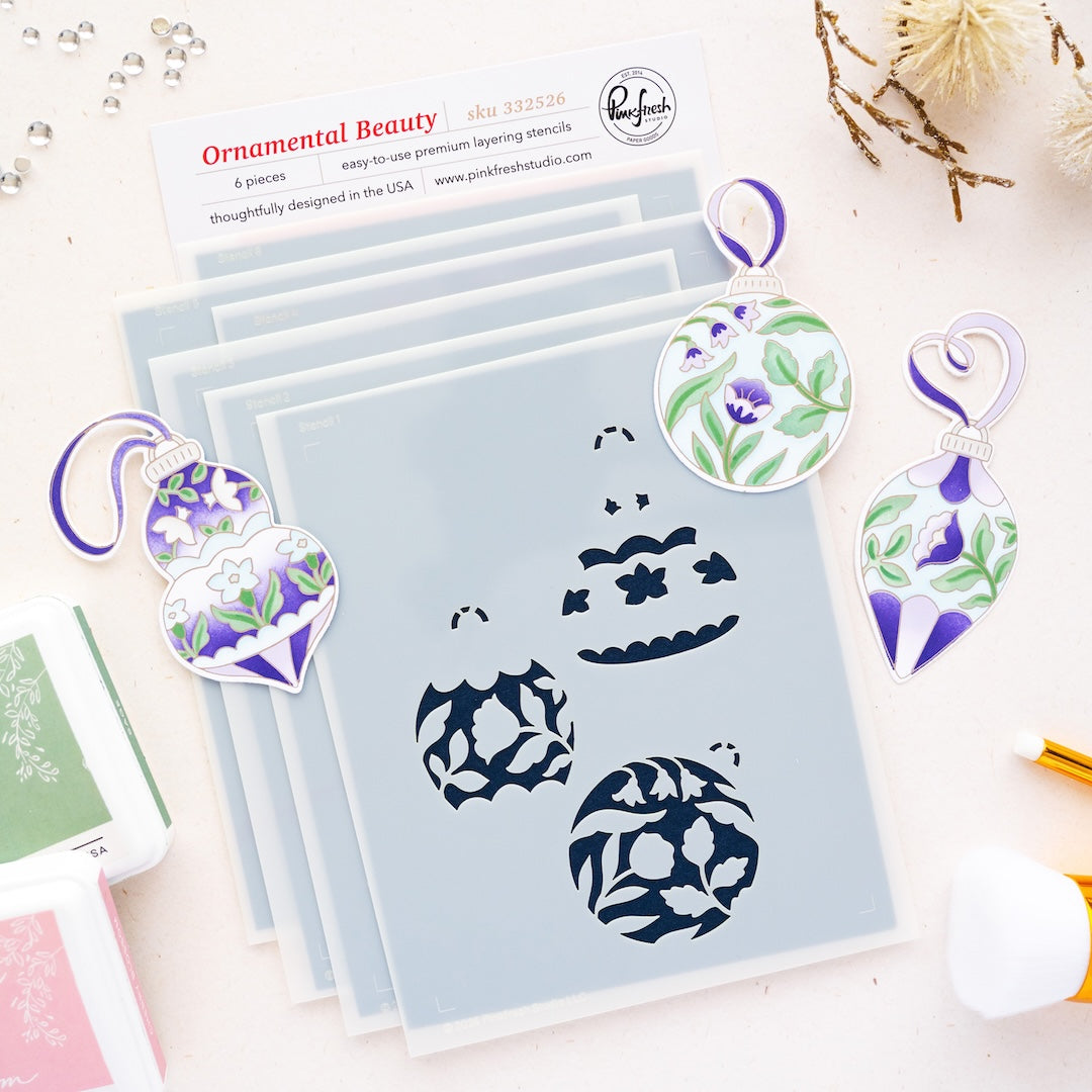 Pinkfresh Studio Ornamental Beauty stamp die stencil Bundle
