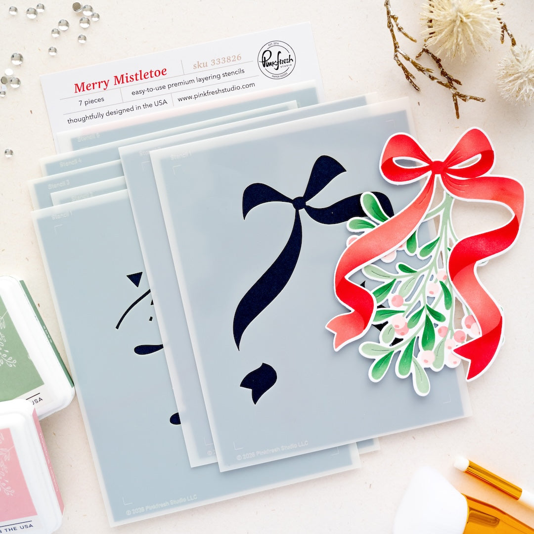 Pinkfresh Studio Merry Mistletoe die stencil bundle