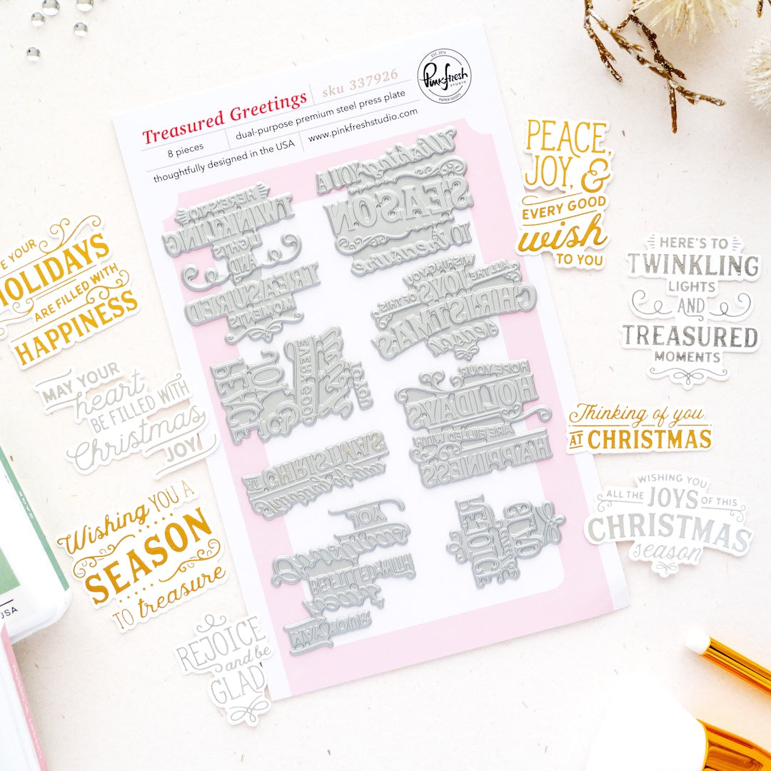 Pinkfresh Studio Treasured Greetings press plate