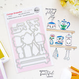 Pinkfresh Studio Cottage Keepsakes stencil Stamp and die