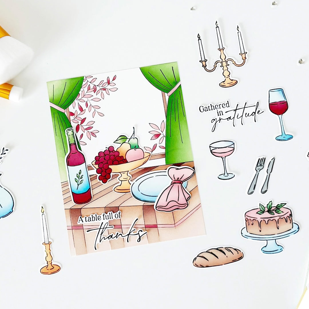 Pinkfresh Studio Gathered in Gratitude Stamp , Die & Stencil Bundle
