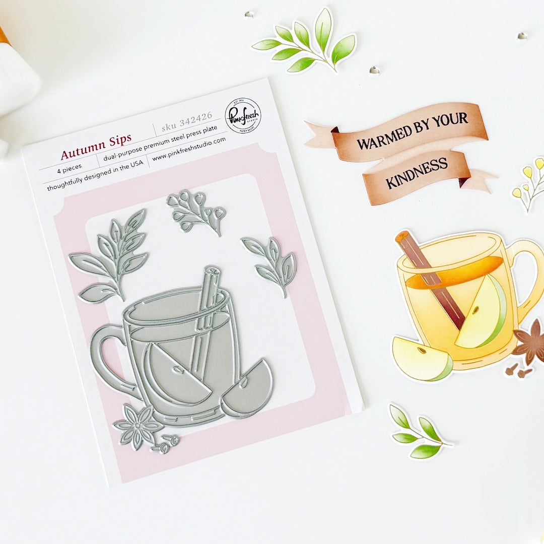 Pinkfresh Studio  Autumn Sips Press Plate
