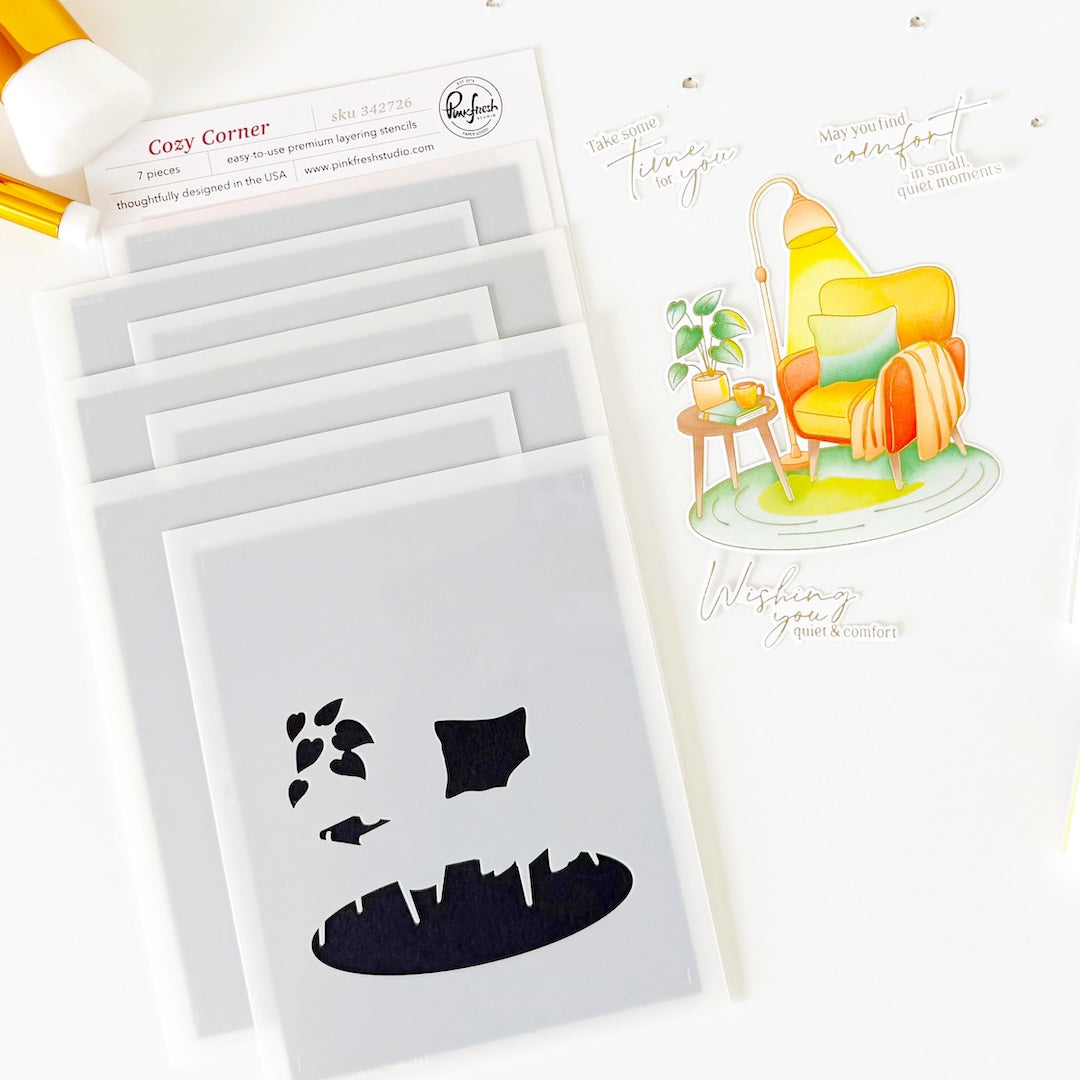 Pinkfresh Studio Cozy Corner Stamp, Die & Stencil Bundle