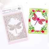 Pinkfresh Studio Dragonfly Floral Frame Coverplate Die & Stencil Bundle