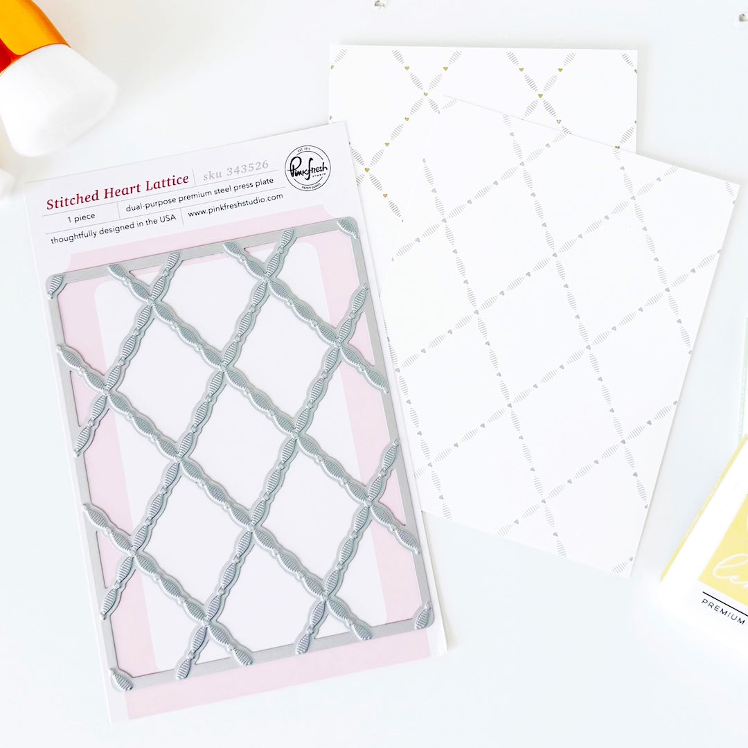 Pinkfresh Studio Stitched Heart Lattice Press Plate