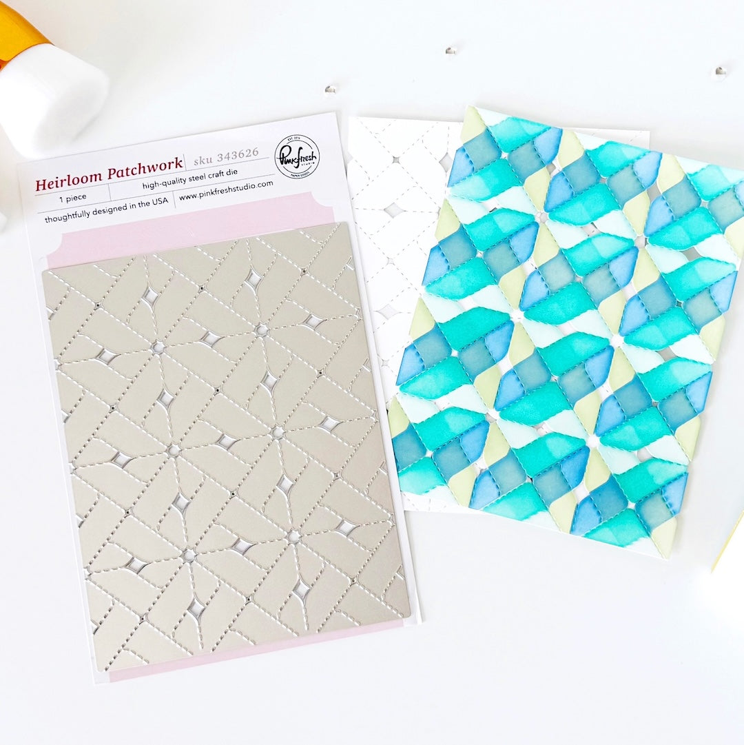 PinkFresh Studio Heirloom Patchwork Coverplate Die & Stencil Bundle