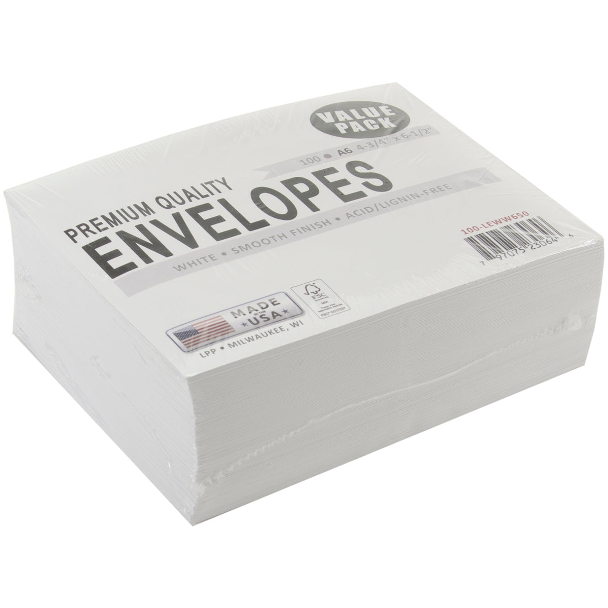 Leader A6 Envelopes (4.75"X6.5") 100/Pkg White