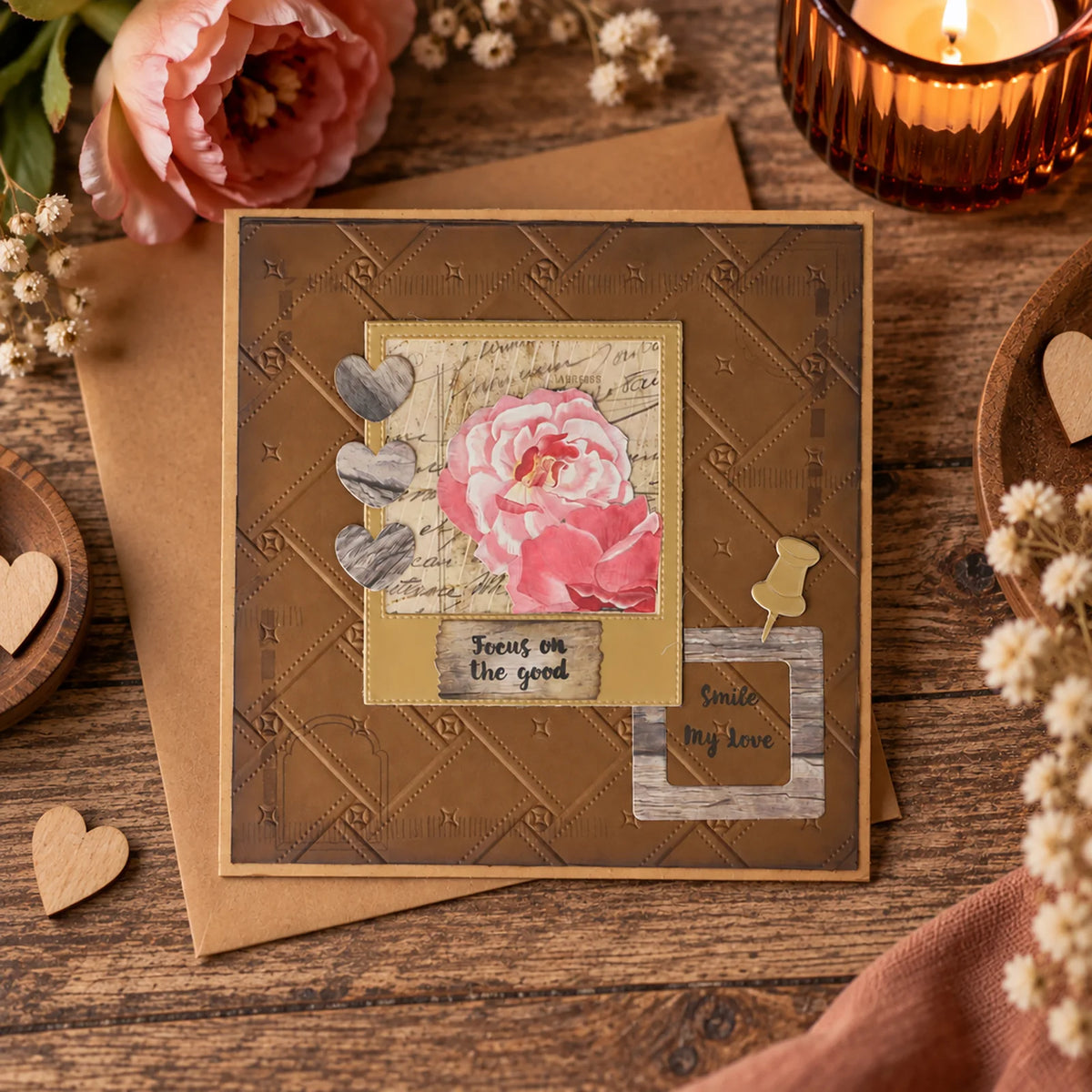 Vaessen Creative 3D Embossing Folder Stitched 5.9x5.9" - 3625-0705