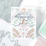 Pinkfresh Studio Swan Reverie cling stamp / Stencil / Press Plate Bundle