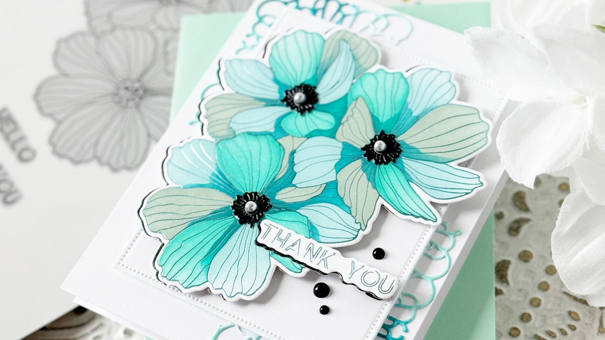 Alex Syberia Designs ASD-STE-PP-7 Minimalist Flowers Stencil Set