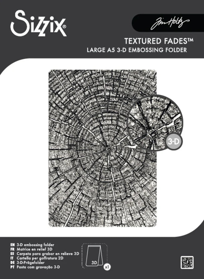 Sizzix 3D Embossing Folder A5 Tree Rings by Tim Holtz - 667258