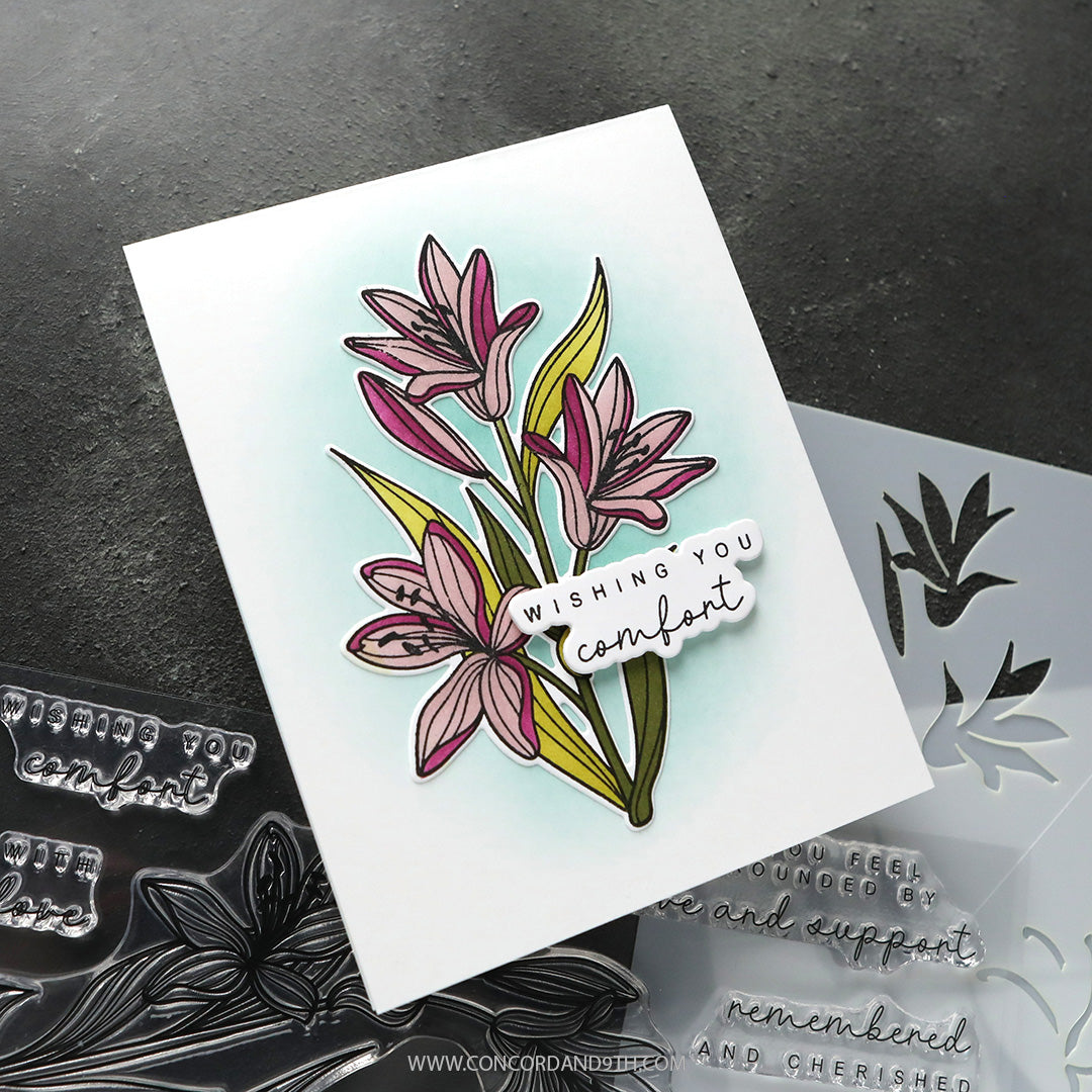 Concord & 9th KW Long Line Lilies Stamp Set & Dies (6 x 8)