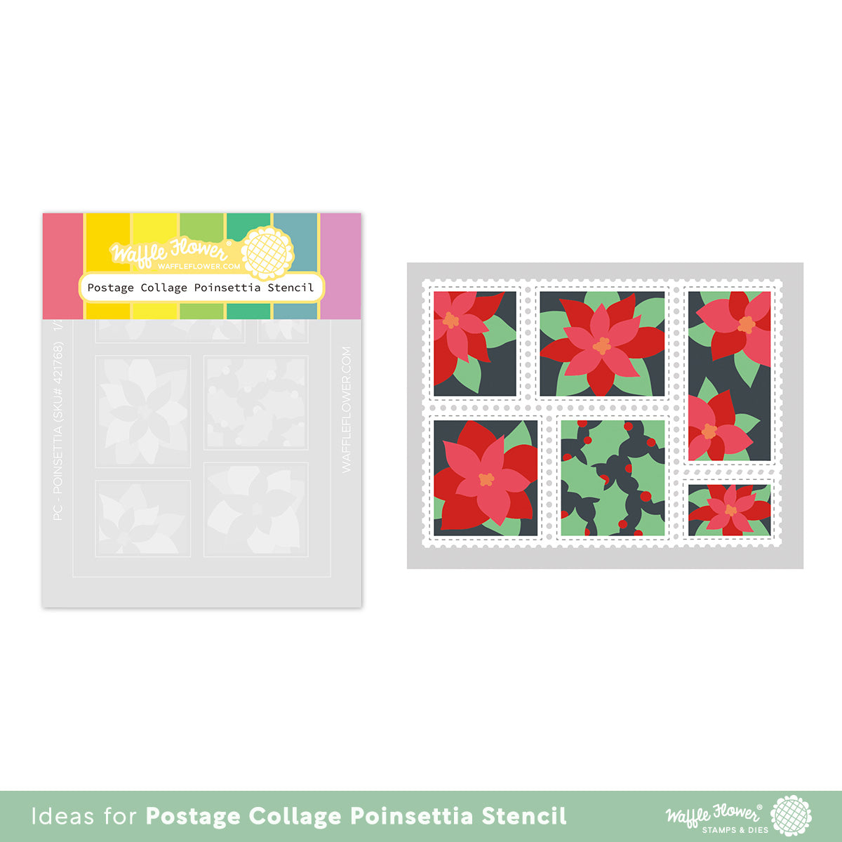 Waffle Flower Crafts Postage Collage Poinsettia Stencil