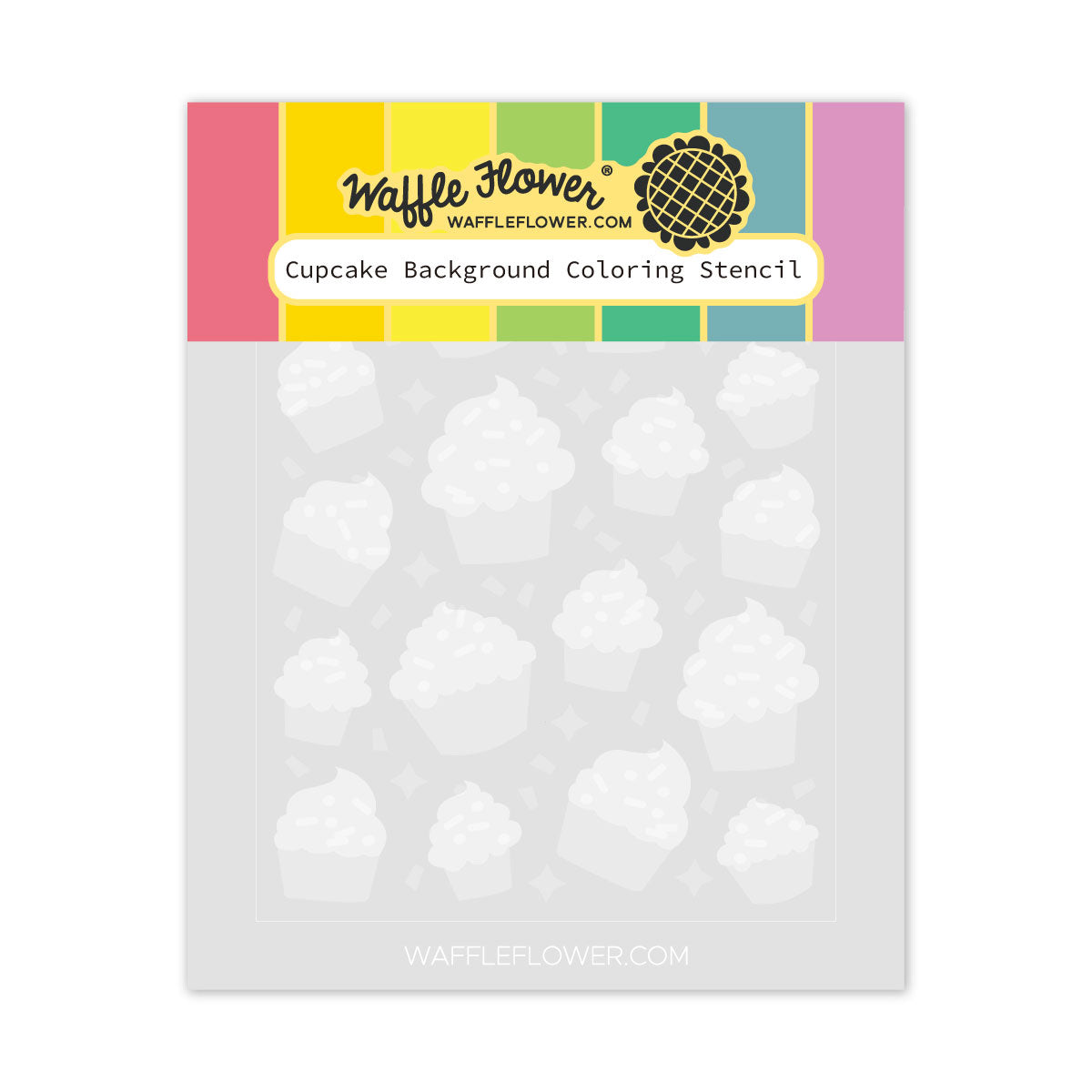Waffle Flower Cupcake Background Coloring Stencil - 421977