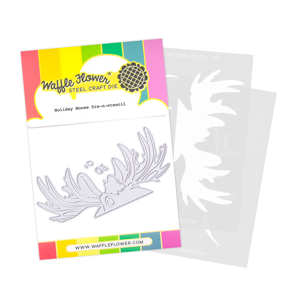 Waffle Flower Crafts Holiday Moose Die-n-stencil