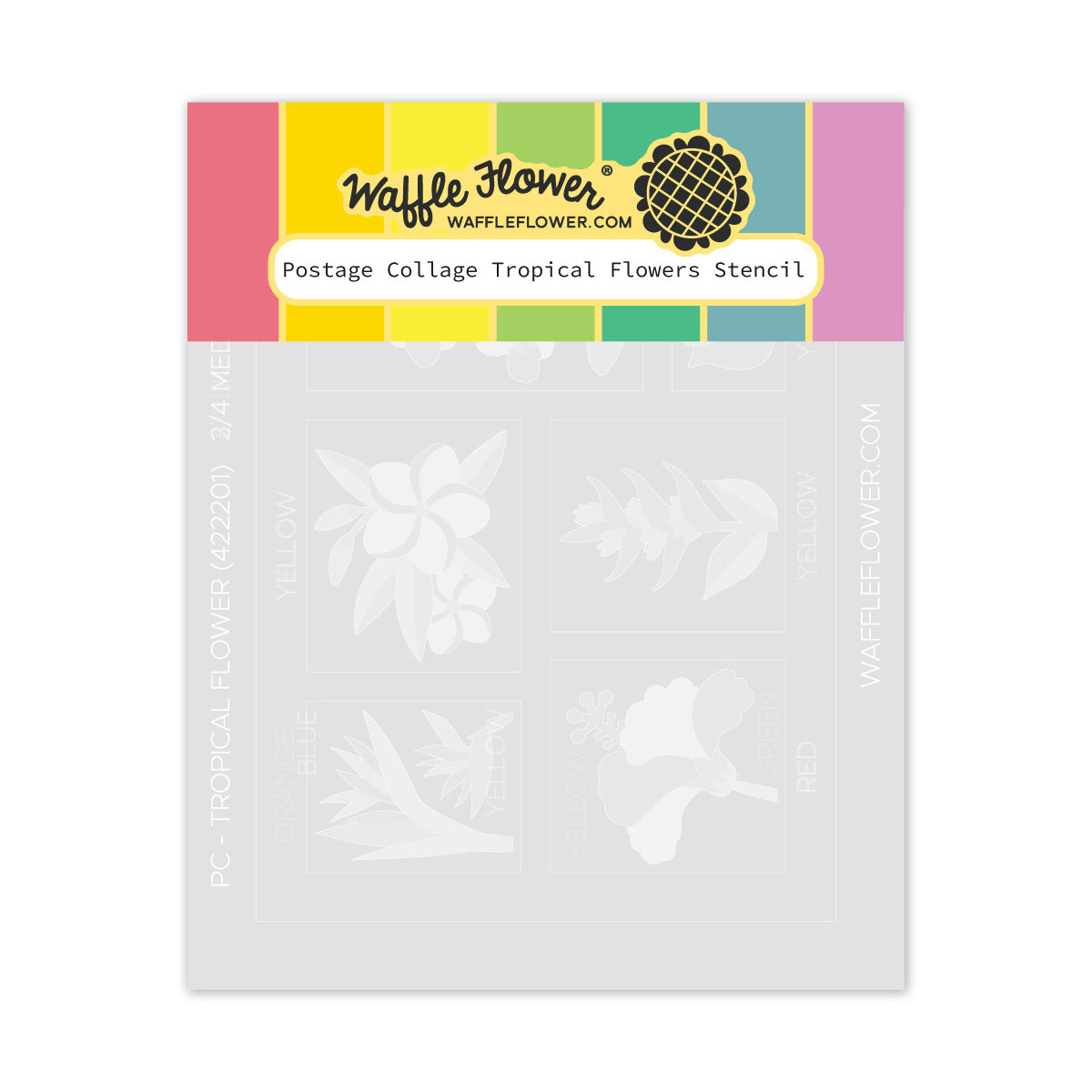 Waffle Flower Crafts Postage Collage Tropical Flowers Stencil