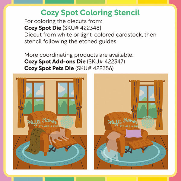 Waffle Flower Craft Cozy Spot Coloring Stencil