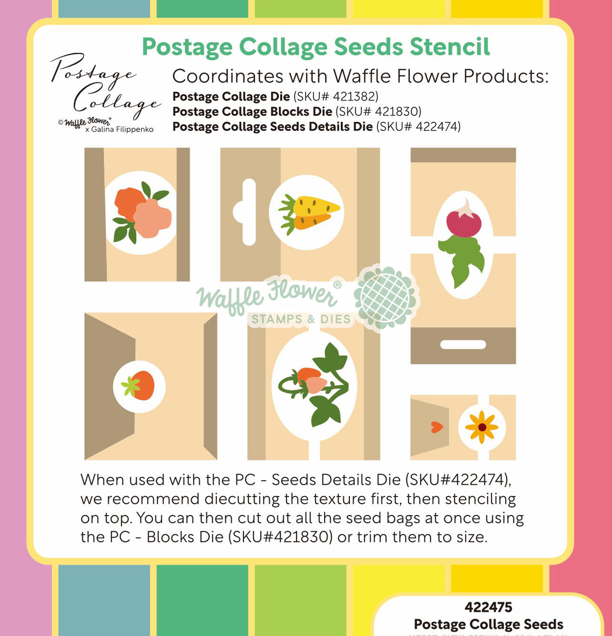 Waffle Flower Craft Postage Collage Seeds Stencil