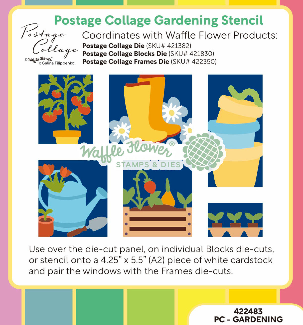 Waffle Flower Craft Postage Collage Gardening Stencil