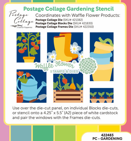 Waffle Flower Craft Postage Collage Gardening Stencil