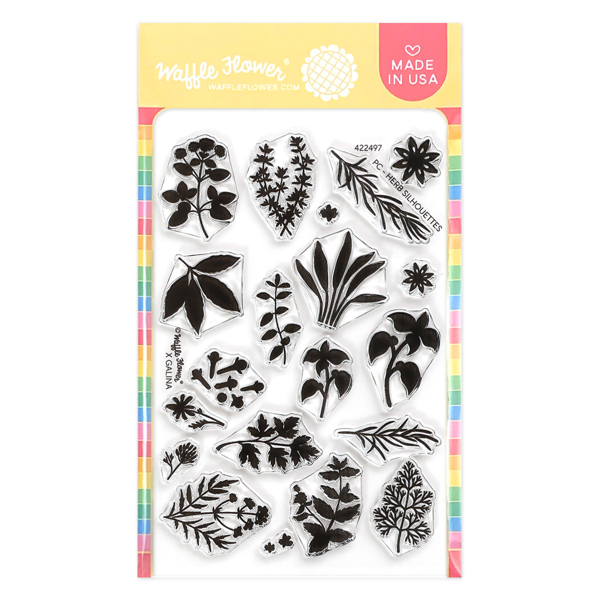 Waffle Flower Craft Postage Collage Herb Silhouettes Stamp Set