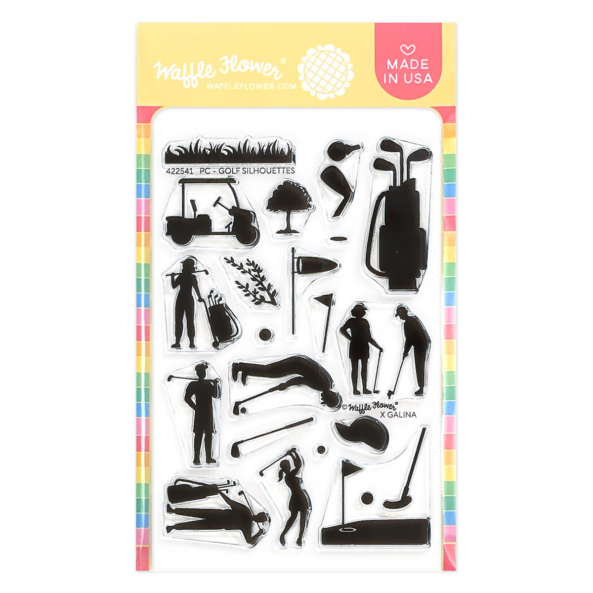 Waffle Flower Postage Collage Golf Silhouettes Stamp Set - 422541
