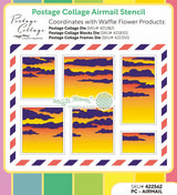 Waffle Flower Postage Collage Airmail Stencil - 422562