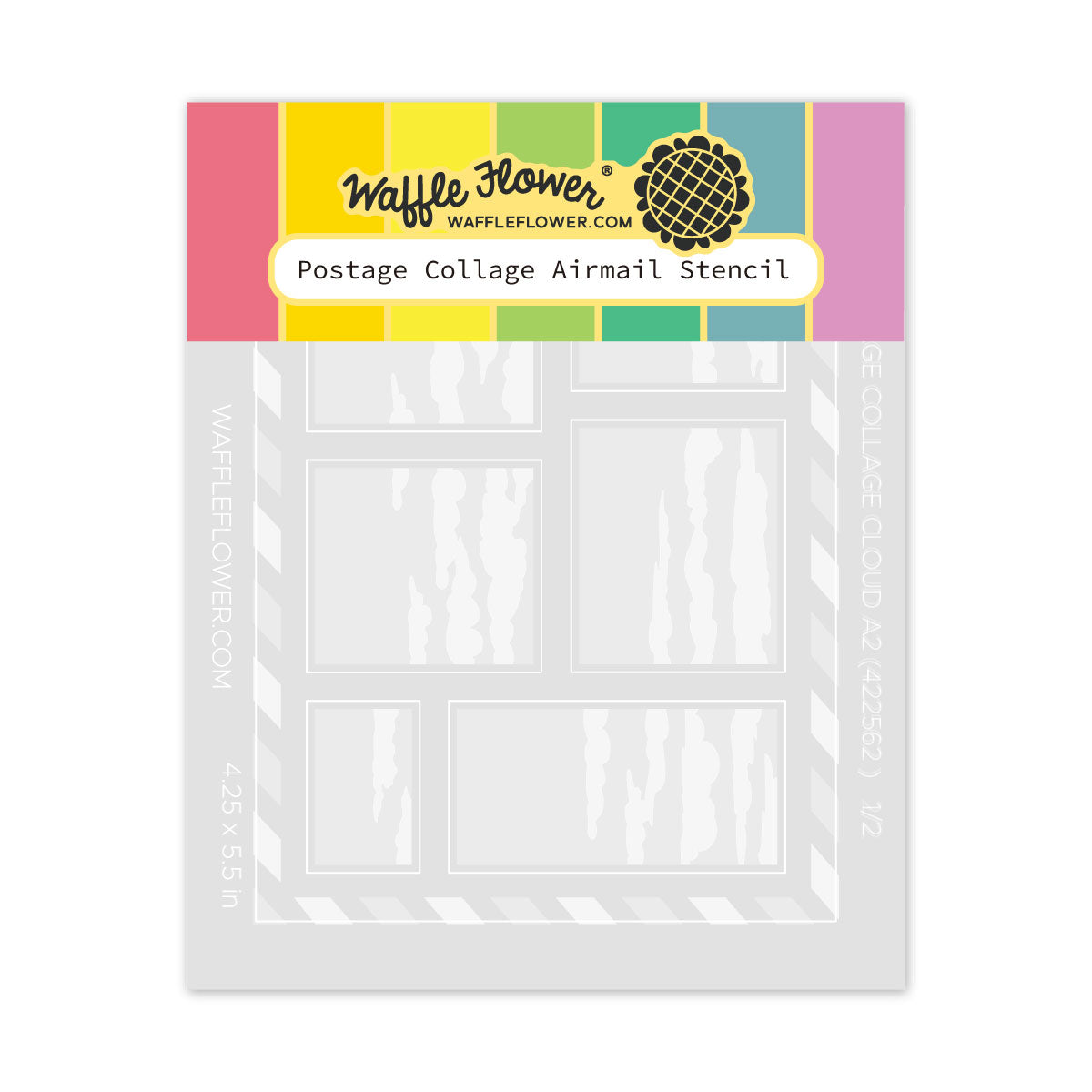 Waffle Flower Postage Collage Airmail Stencil - 422562