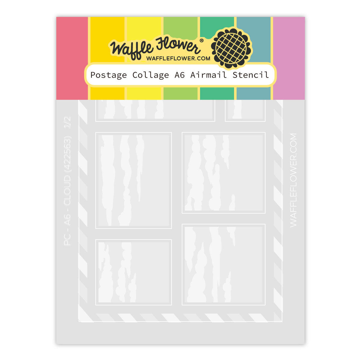 Waffle Flower Postage Collage A6 Airmail Stencil - 422563