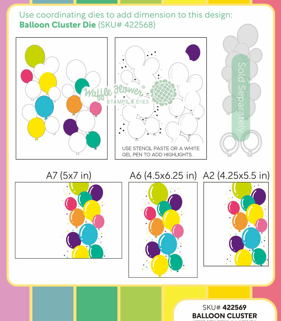 Waffle Flower Balloon Cluster Stencil for A2 A6 A7 - 422569