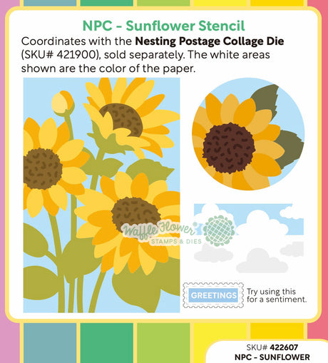 Waffle Flower NPC Sunflower Stencil - 422607