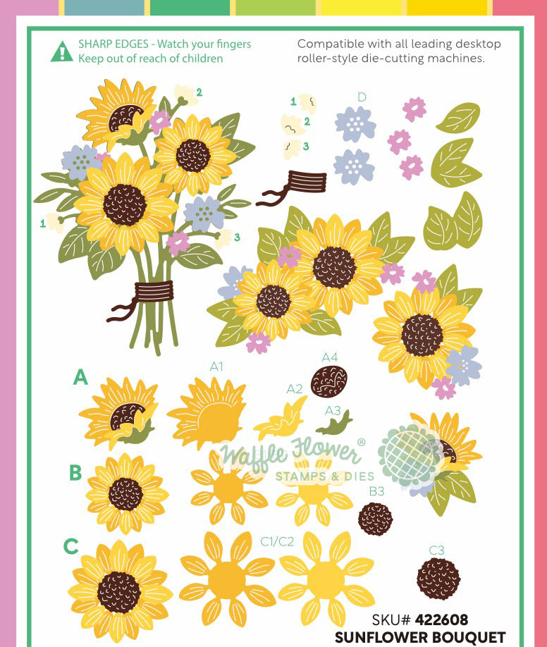 Waffle Flower Sunflower Bouquet Die - 422608