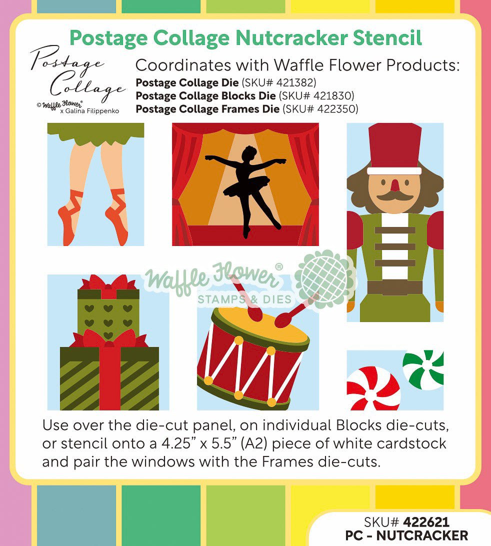 Waffle Flower Postage Collage Nutcracker Stencil - 422621