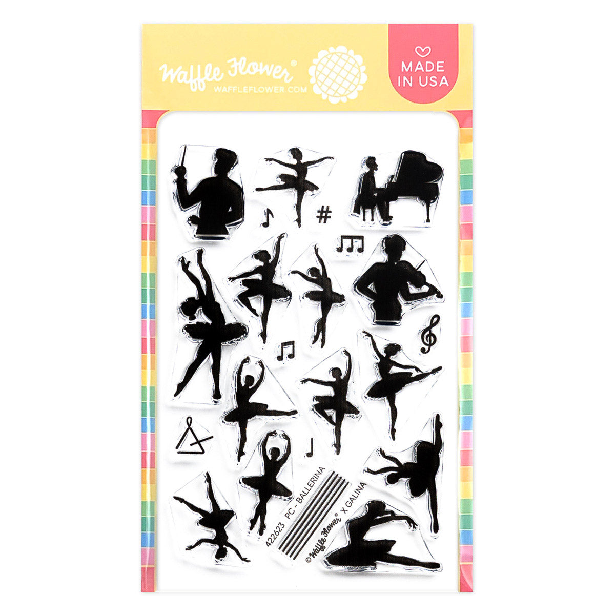 Waffle Flower Postage Collage Ballerina Silhouettes Stamp Set - 422623