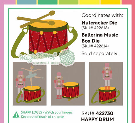 Waffle Flower Happy Drum Die - 422730