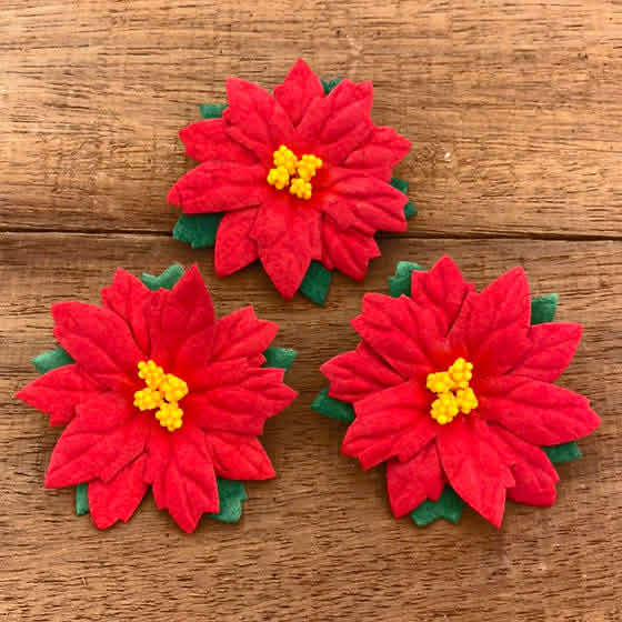 ATK 25 Mulberry Paper Poinsettias Red 50mm