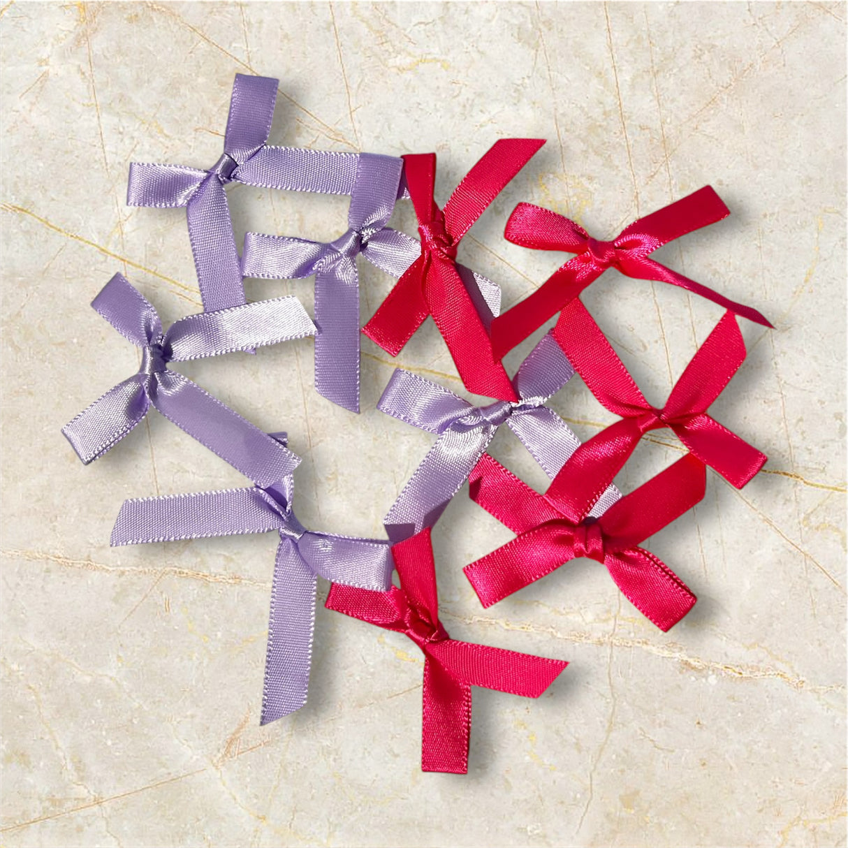 Crafty Trails 4cm Bows -5x Hot pink / 5x Purple (10 pcs)