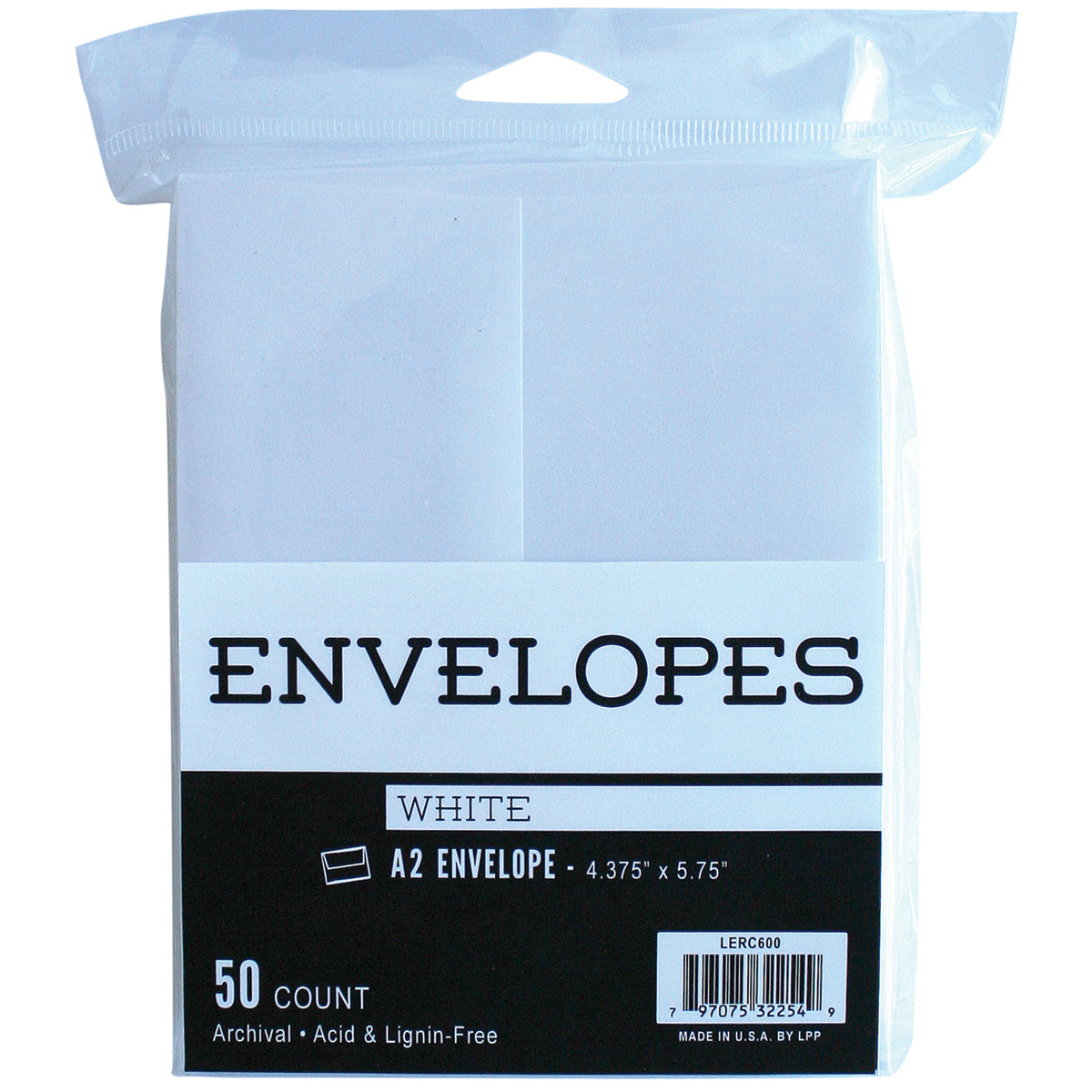 Leader A2 Envelopes (4.375"X5.75") 50/Pkg Peggable White