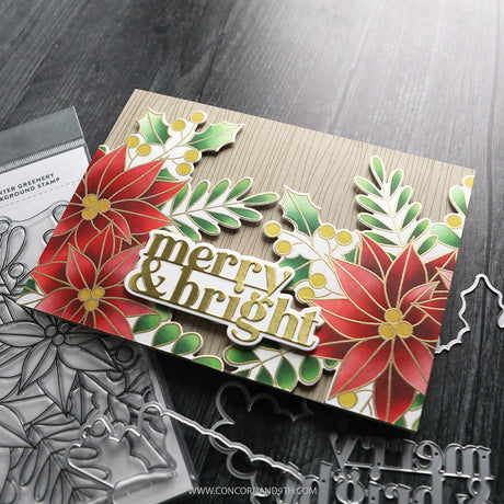 Concord & 9th Kristina Werner Winter Greenery Background Stamp and Die Bundle