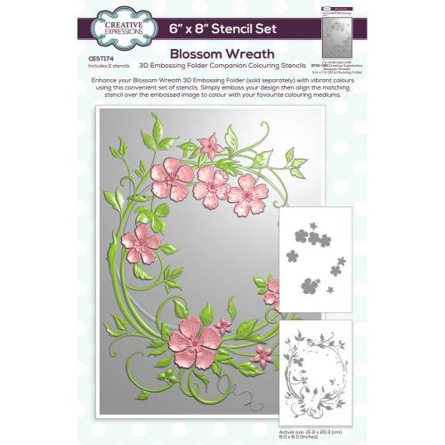 Creative Expressions Companion Colouring Stencil Blossom Wreath (2pcs) (CEST174)